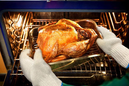 Heat Resistant Gloves - EN407 Certified 932°F Oven Gloves, Cut-Resistant Grill Gloves, Cooking Gloves for BBQ, Grilling, Baking, Cutting, Welding,...