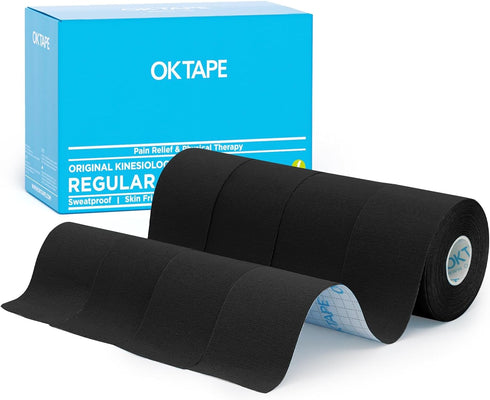 OK TAPE Regular Kinesiology Tape (4 Pack), Original Cotton Athletic Tape for Support Muscle Joint Knee, Sports Waterproof Tape Uncut Strips Latex ...