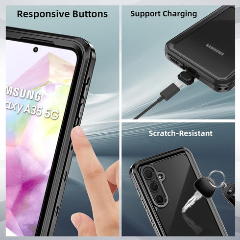 for Samsung Galaxy A35 5G Case, Waterproof Phone Case with Built-in Screen Protector and Lanyard, Full Body Dustproof Shockproof Rugged Heavy Duty...