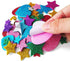 260 Pieces Colorful Glitter Foam Stickers Self Adhesive Stars Mini Heart Shapes Glitter Stickers, Kid's Arts Craft Supplies Greeting Cards Home De...