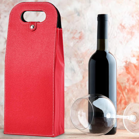 2 Bottle Wine Bag Carrier Tote Wine Champagne Gift Bag, Reusable Leather Wine Tote Carrier Bag Box Holder, Leather Wine Bottle Packag Bag, Classic...