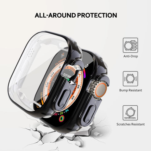 2 Pack TPU case for Apple Watch Series Ultra 49mm with Screen Protector, Soft TPU Shockproof Waterproof Protective Case for iwatch Ultra 49 mm...
