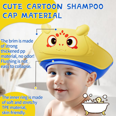 Upgrade Baby Shampoo Shower Cap, Toddler Shower Cap for 1-10 Years Old Kids, Soft Bath Bathing Hat,Adjustable Visor Hat,Protector Eye Ear,Washing ...