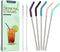 Senneny Set of 5 Stainless Steel Straws with Silicone Flex Tips Elbows Cover, 2 Cleaning Brushes and 1 Portable Bag Included (Silver)- 8mm diamete...