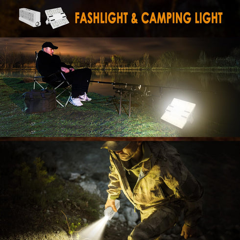2 in 1 Solar Camping Lights,5 Modes Dimmable Solar Lantern Flashlight, 5000mAh High Capacity Battery Collapsable Lantern Outdoor Waterproof Hangin...