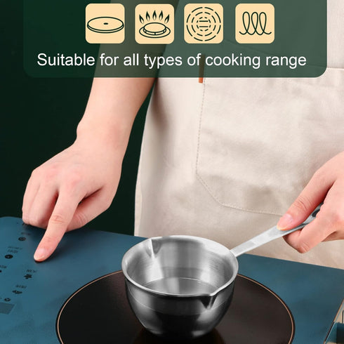 Stainless Steel Saucepan, Half Quart Saucepan Sauce Pan Heavy Bottom Saucepan Cooking Pot with Pour Spout for Home Kitchen Cooking(silver)...