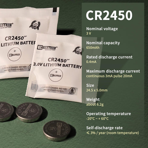 EEMB CR2450 Battery 20 PACK CR2450 3V Lithium Battery 2450 650mAh Button Coin Cell Batteries DL2450,ECR2450,BR2450 for Watch Tea Lights Alarm Syst...