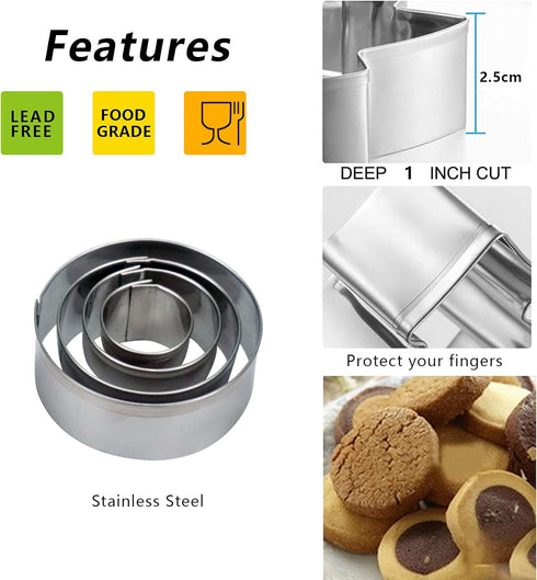 20 Pcs MINI Geometric Metal Cookie Cutters Set Fun Stainless Steel Biscuit Molds (Rectangular, Oval, Round, Square, Triangle) for Kitchen, Baking&...