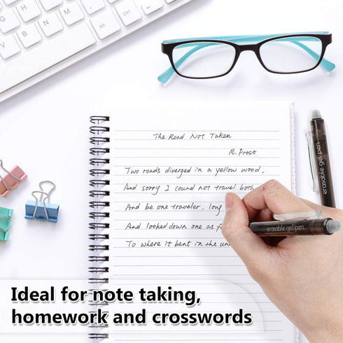 Vanstek 18 Black Retractable Erasable Gel Pens Clicker, Fine Point(0.7), Make Mistakes Disappear, Premium Comfort Grip, Black Ink for Planners, No...