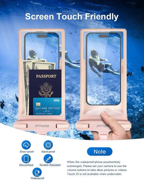 wellhouse Waterproof Phone Pouch with Lanyard Cellphone Ip8x Diving 3D Seamless Dry Bag Case Outdoor Beach Float Underwater HD TPU Waterproof Dust...