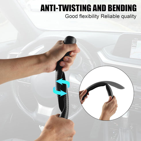 Amiss 3pcs Car Carbon Fiber Anti-Skid Steering Wheel Cover?Segmented Steering Wheel Protector, Butterfly Steering Wheel Cover, Universal 99% Car W...