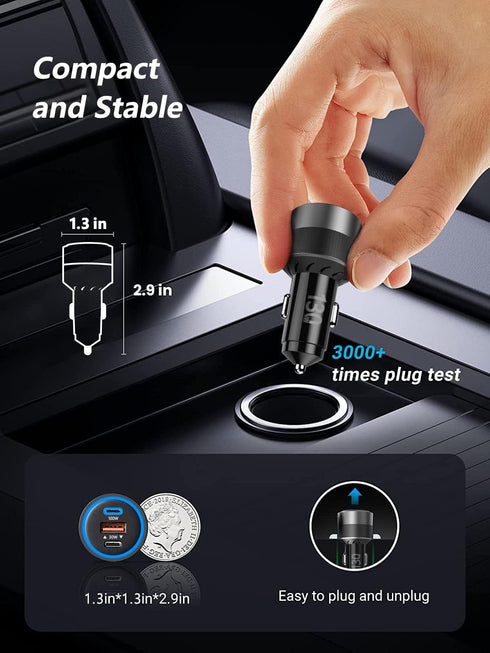 130W USB C Car Fast Charger with 100W Cable,PD 100W PPS 45W QC5 30W Cigarette Lighter Type C Charger for iPad Pro MacBook Pro Air Laptop iPhone 15...