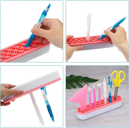 PATIKIL Diamond Painted Pen Holder, Silicone Makeup Brush Holder Multi-Purpose Cosmetic Storage Box Desktop Organizer for Art Craft, Black...