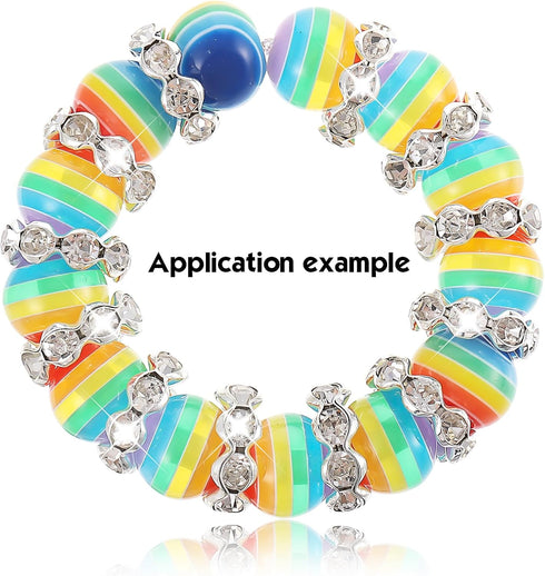100pcs 12mm Rhinestone Beads for Jewelry Making for Pens Rondelle Spaced Beads Silver White Beadable Pens Beads Rondelle Beads...
