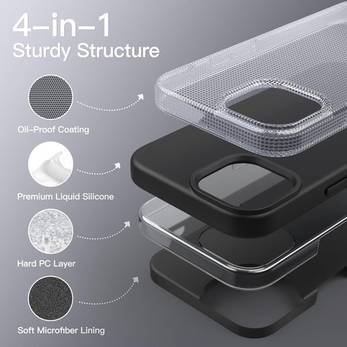 JETech Silicone Case for iPhone 14 6.1-Inch, Silky-Soft Touch Full-Body Protective Phone Case, Shockproof Cover with Microfiber Lining (Black)...