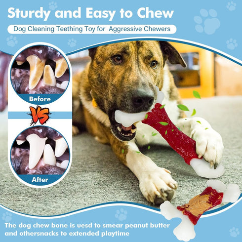 Dog Toys for Aggressive Chewers, Dog Toys for Large Dogs, Indestructible Dog Bones for Aggressive Chewers, Tough and Durable Dog Chew Toy, Real Ba...