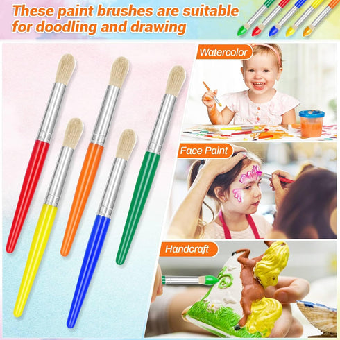 10Pcs Paint Brushes for Kids, Anezus Children Paint Brushes Toddler Large Chubby Kids Paint Brush Set for Preschool Daycare Classroom Washable Pai...
