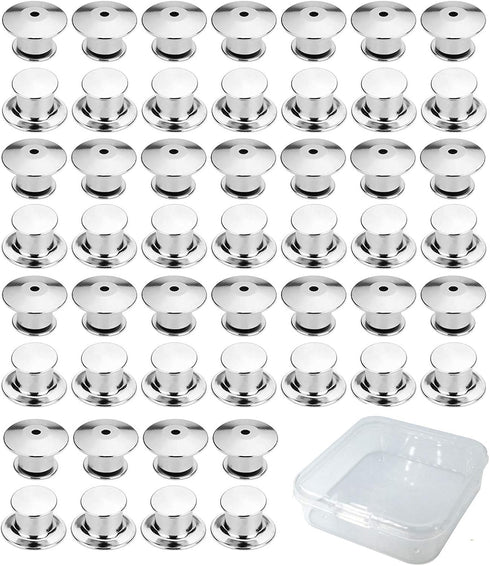 E-lishine 50 Pcs Metal Pin Backs Locking Pin Keepers No Tool Required?Locking Clasp with Storage Case...
