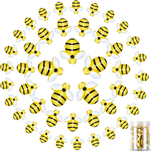 Hicarer 45 Pieces Tiny Bees Craft Decoration Party Decor Flatback Honey Resin Bee Shaped Embellishment with Storage Box for DIY Craft Home(0.98 In...