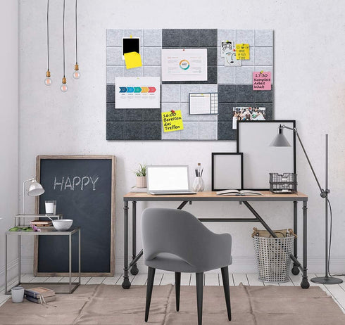 Large 11.8"x11.8" Felt Board Tiles for Wall with 30 Push Pins, Pack of 6 Pin Board Notice Boards for Home Office Kitchen, Bulletin Board Wall Tile...