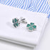Green Four Leaf Clover Cufflinks for Men Lady In Gift Case Silver Good Luck Men's Cufflinks Jewelry Set for Wedding Party Anniversary Business Eve...