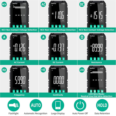 Multimeter Digital, NCV Electrical Tester, Compact Intelligent Multi Tester, True RMS 4000 Counts, Overload Protection, Auto-Ranging, Capacitance,...