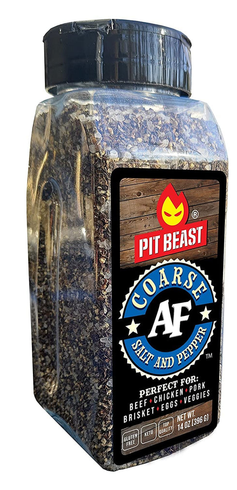 Pit Beast Coarse AF Salt and Pepper Spice Blend Dalmatian BBQ Rub | THE COARSEST SALT AND PEPPER | Steaks, Brisket, Chicken, Burgers | 14oz....
