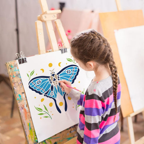 BENECREAT 12x12" Moth Plastic Stencils Moon Star Grass Drawing Templates for Wood Wall Painting and Scrapbooking...