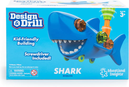 Educational Insights Design & Drill® Shark - Take Apart Toy, 13 Pieces, Kid-Friendly Screwdriver, Toddler STEM Toy, Gift for Ages 3+...