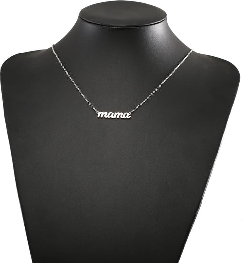 Glimmerst Mama Necklace for Mother 18K Gold Plated Stainless Steel Dainty Mama Letters Choker Necklace Mother's Pendant Necklaces for Women...
