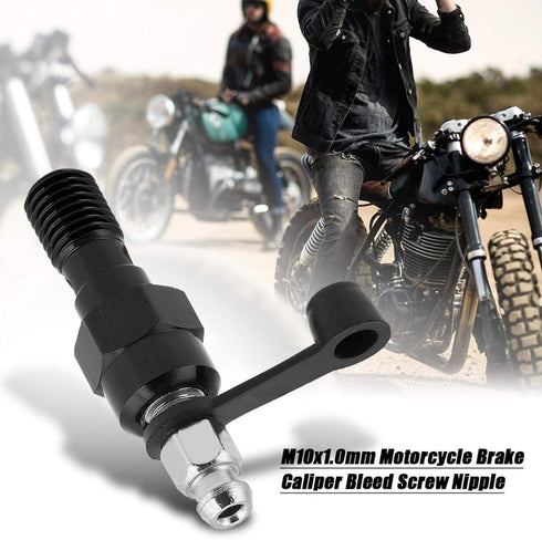 Qiilu Banjo Bolt Bleed Screw, M10x1.0mm Motorcycle Brake Master Cylinder Caliper Bleed Screw Nipple Banjo Bolt + Dust Cap Universal For Kawasaki/S...