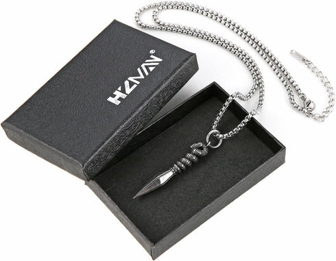 HZMAN Gothic Jewelry Men's Stainless Steel Animal Snake Pendant Chain Necklace...