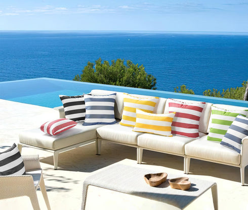 Outdoor Throw Pillow Covers, Square Stripe Waterproof Throw Pillow Cases for Outdoor Patio Porch Farmhouse Garden Balcony Couch, 18"x18"(45x45cm)/...