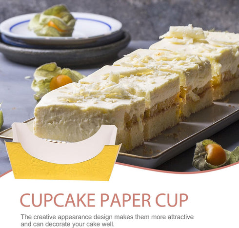 BESTonZON 100pcs Paper Baking Cups Mousse Cake Paper Cups Square Cake Cups Disposable Cake Cups Party Cupcake Liners for Christmas Party Wedding F...
