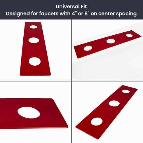 Waterline 3 Hole Escutcheon Deck Repair Plate for Kitchen or Bathroom Faucets - Universal Fit, 12 Inches, 14GA Steel | Sink Cover Baseplate Reinfo...