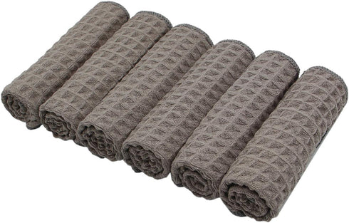 Microfiber Kitchen Cleaning Cloth Thick Dish Rags Waffle Weave Washcloths Dish Cloths Ultra Absorbent Odor Free 12inch X 12inch 6 Pack Gray...