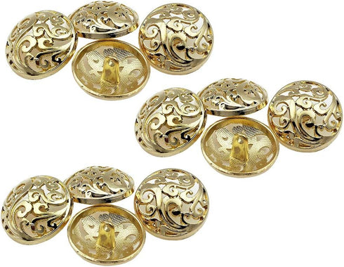 RECHERE 12 PCS Floral Pattern Openwork Metal Shank Buttons Craft for DIYS Sewing Embellishment (Gold,18mm)...