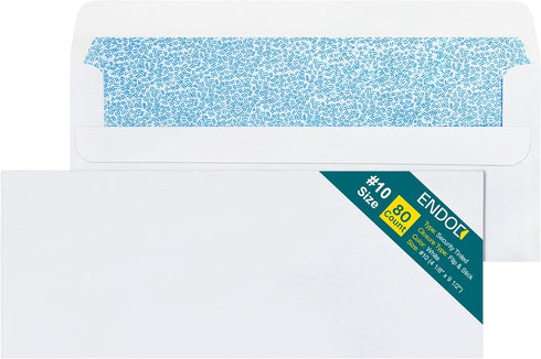 #10 Envelopes Self Seal - 80/pack - 4 1/8 x 9 1/2 inch Letter Size Envelopes - Business Envelopes #10 Flip & Stick Closure, Security Tinted Envelo...