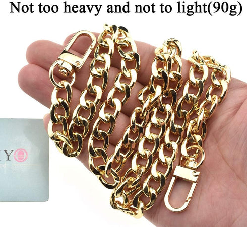 HAHIYO Purse Chain Strap 23.6 inches SPOT-ON Gold Shoulder Cross Body Sling Purse Handbag Clutch Replacement Comfortable Flat 0.4' Wide Enough 2.4...