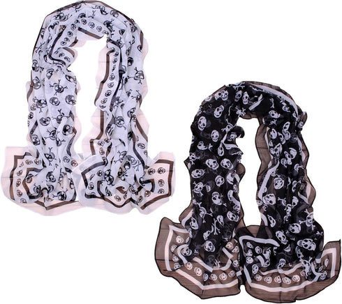 Sugar Skulls Print Scarf Shawl Halloween Large Fashion Scarves for Women (2 skull)...
