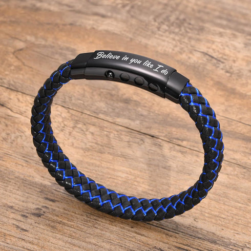 VNOX Men's Inspirational Mantra Engarved Handmade Braided Leather Adjustable Cuff Bangle Bracelet Encouragement Motivational Gift for Men...