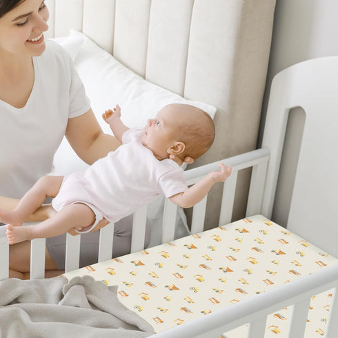 Pack and Play Sheets Fitted, 2-Pack Mini Crib Sheets - Pack N Play Sheets, Organic Fitted Crib Sheet for Pack and Play Mattress, Playard Baby Crib...
