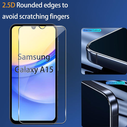 for Samsung Galaxy A15 5G/4G Screen Protector with Camera Lens Protector, 9H Hardness Anti-Scratch Tempered Glass flim, Case Friendly,Anti-Scratch...