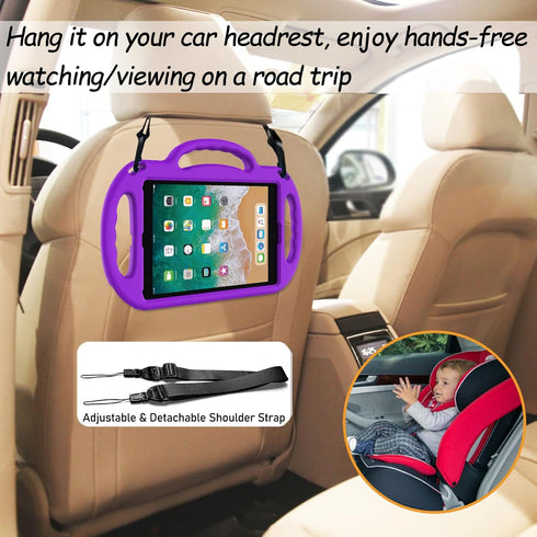 LTROP Kids Case for iPad 5th/6th Generation (2017/2018) & Air 2, Shoulder Strap Handle Stand Shockproof Bumper Cute Kid Case for iPad 9.7 Inch, Pu...