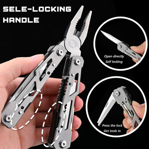 Multitool, 15-in-1 Stainless Steel Multi Tool, Folding Pocket Plier with Nylon Sheath, Perfect for Outdoor, Survival, Camping, Hiking, Simple Repa...