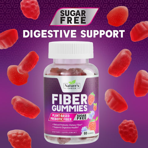 Sugar Free Fiber Gummies for Adults, Daily Prebiotic Fiber Supplement & Digestive Health Support - Supports Regularity & Digestive Health, Nature'...