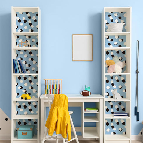 Spot Blue Wallpaper Peel and Stick Black and White Polka Dot Skyblue DIY Contact Paper for Cabinets Nursery Kids Bedroom Vinyl Roll Removable Self...