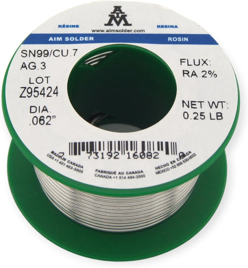 AIM Solder LeadFree Rosin Core Solder Wire Sn99 Ag0.3 Cu0.7 for Electrical Soldering 0.062inch, 0.25lb (1.5mm / 113g)...