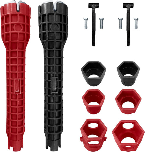 2 Pack Multi-functional Sink Wrench Faucet Installation Tools, 14-in-1 Sink Wrench and 8 in 1 Basin Wrench Faucet Installer for Toilet Bowl/Bathro...