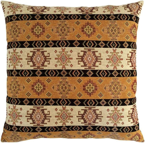 22 x 22 Inches Large Throw Pillow Covers Mustard Yellow and Cream Kilim Pattern - Decorative Diwan Pillows, Boho Room Decor for Couch, Bohemian Ou...